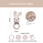 Baby Crochet Rattle Wooden Teether Toy BPA Free Wood Rodent Rabbit Rattle Baby Mobile Play Gym Newborn Educational Music Toys 6