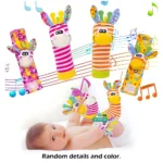 4pcs Baby Rattle Toys Cute Stuffed Animals Wrist Rattle Foot Finder Socks 0~24 Months for Infant Boy Girl Newborn Gift 2