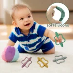 Baby teething toys with easy-grip handles, food-grade silicone teething toys, suitable for babies 0-6 months, 6-12 months 4