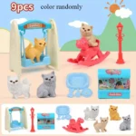Cute Dog Pet Basket Family Toys Dog Doll Set Cage Toys Scene Playing Toys Christmas Decoration Thanksgiving Gifts color randomly 6