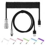 Coiled Keyboard Cable Type C To USB-A Mechanical Keyboard Cable Detachable Metal Aviator Double Sleeved Wire For Gaming Keyboard 2