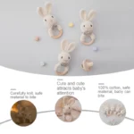 Baby Crochet Rattle Wooden Teether Toy BPA Free Wood Rodent Rabbit Rattle Baby Mobile Play Gym Newborn Educational Music Toys 5