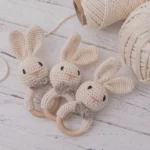 Baby Crochet Rattle Wooden Teether Toy BPA Free Wood Rodent Rabbit Rattle Baby Mobile Play Gym Newborn Educational Music Toys 4