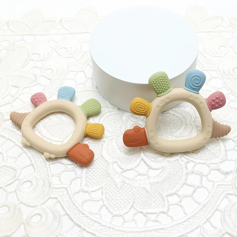 Baby Dinosaur Silicone Teething Toys BPA Free Easy to Grip Infant Care Teether Chewing Toy for Newborn Gift Babies Accessory 2