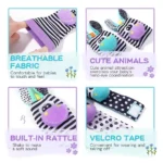 4pcs Baby Rattle Toys Cute Stuffed Animals Wrist Rattle Foot Finder Socks 0~24 Months for Infant Boy Girl Newborn Gift 5