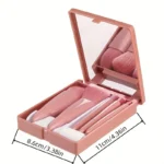 5Pcs Portable Makeup Brush Set With Mirror -  Foldable Travel Kit ，Mini Makeup Brush Set Travel Makeup Brush Set 6