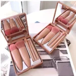 5Pcs Portable Makeup Brush Set With Mirror -  Foldable Travel Kit ，Mini Makeup Brush Set Travel Makeup Brush Set 4