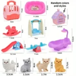 Cute Dog Pet Basket Family Toys Dog Doll Set Cage Toys Scene Playing Toys Christmas Decoration Thanksgiving Gifts color randomly 2