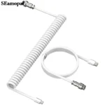 Coiled Keyboard Cable Type C To USB-A Mechanical Keyboard Cable Detachable Metal Aviator Double Sleeved Wire For Gaming Keyboard 1