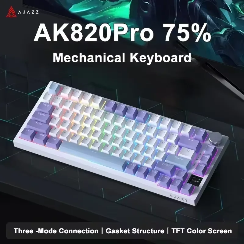 AJAZZ AK820 / AK820Pro Gaming Mechanical Keyboard 75% 82 Keys Wired Single Mode/Bluetooth Wireless Gamer Keyboard for Laptop PC 1