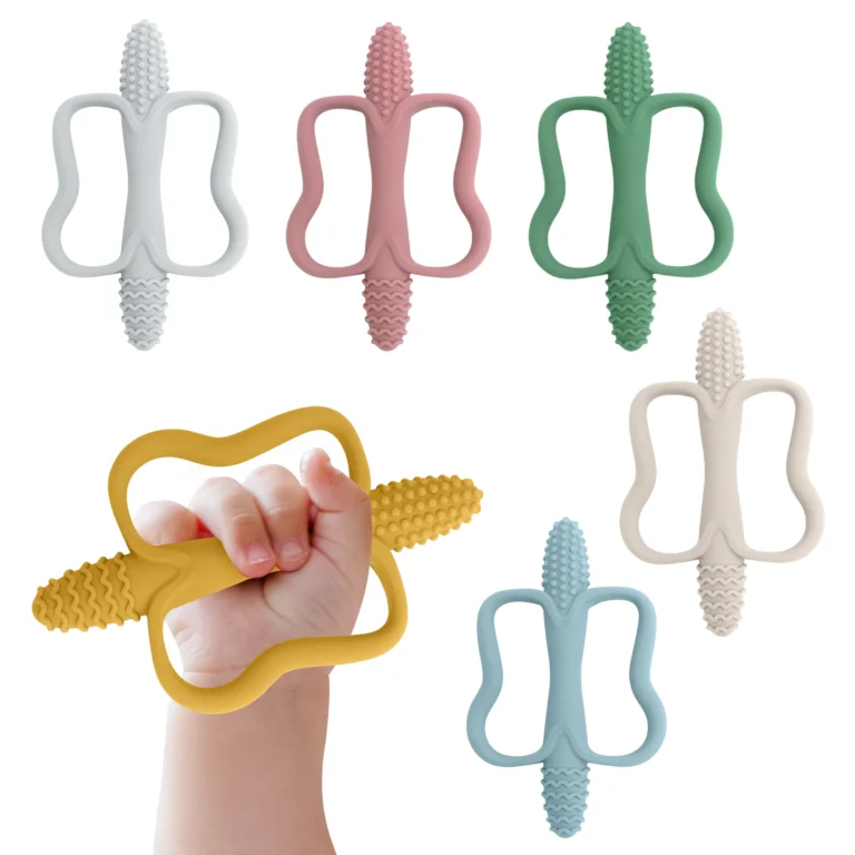 Baby teething toys with easy-grip handles, food-grade silicone teething toys, suitable for babies 0-6 months, 6-12 months 1