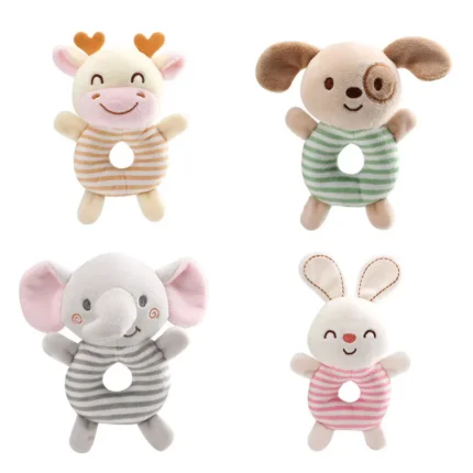 New Baby Rattle Toys Cartoon Animals Plush Infant Hand Ring Bed Toys for Newborn 0-24 Months Toddler Early Educational Toy 1