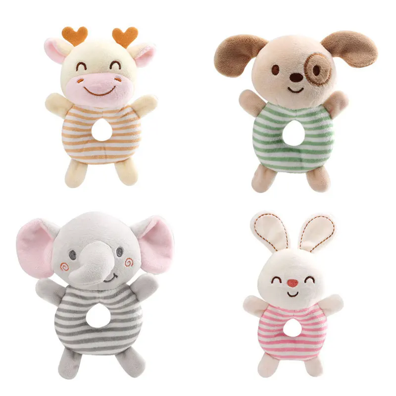 New Baby Rattle Toys Cartoon Animals Plush Infant Hand Ring Bed Toys for Newborn 0-24 Months Toddler Early Educational Toy 1