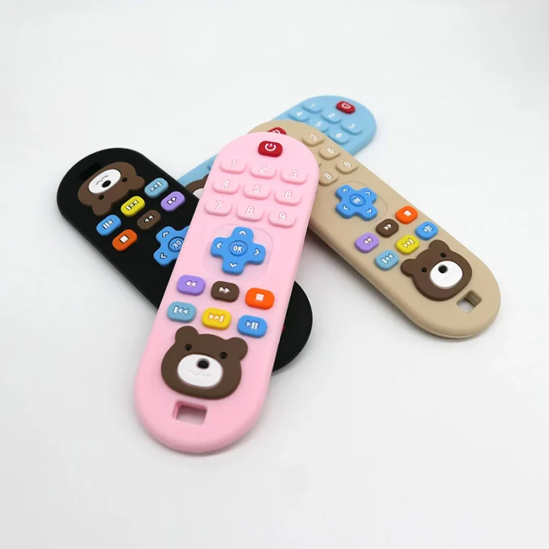 1/4pcs Children's teething remote control silicone material baby teething toys simulation remote control toys teething teether 2