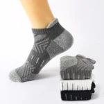 6 Pairs Men's Sports Socks 100% Cotton Towel-Backed Anti-slip Sweat Anti-odour Black White  Low-cut Boat Socks 5