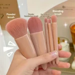 5Pcs Portable Makeup Brush Set With Mirror -  Foldable Travel Kit ，Mini Makeup Brush Set Travel Makeup Brush Set 2