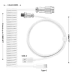 Coiled Keyboard Cable Type C To USB-A Mechanical Keyboard Cable Detachable Metal Aviator Double Sleeved Wire For Gaming Keyboard 4