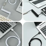 Coiled Keyboard Cable Type C To USB-A Mechanical Keyboard Cable Detachable Metal Aviator Double Sleeved Wire For Gaming Keyboard 3