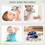 Baby teething toys with easy-grip handles, food-grade silicone teething toys, suitable for babies 0-6 months, 6-12 months 6