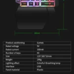 35keys One Handedly Single Hand Mini Gaming Keyboard Usb Ultra-slim Wired Backlight Keyboard for Laptop Desktop PC Smartphone 5